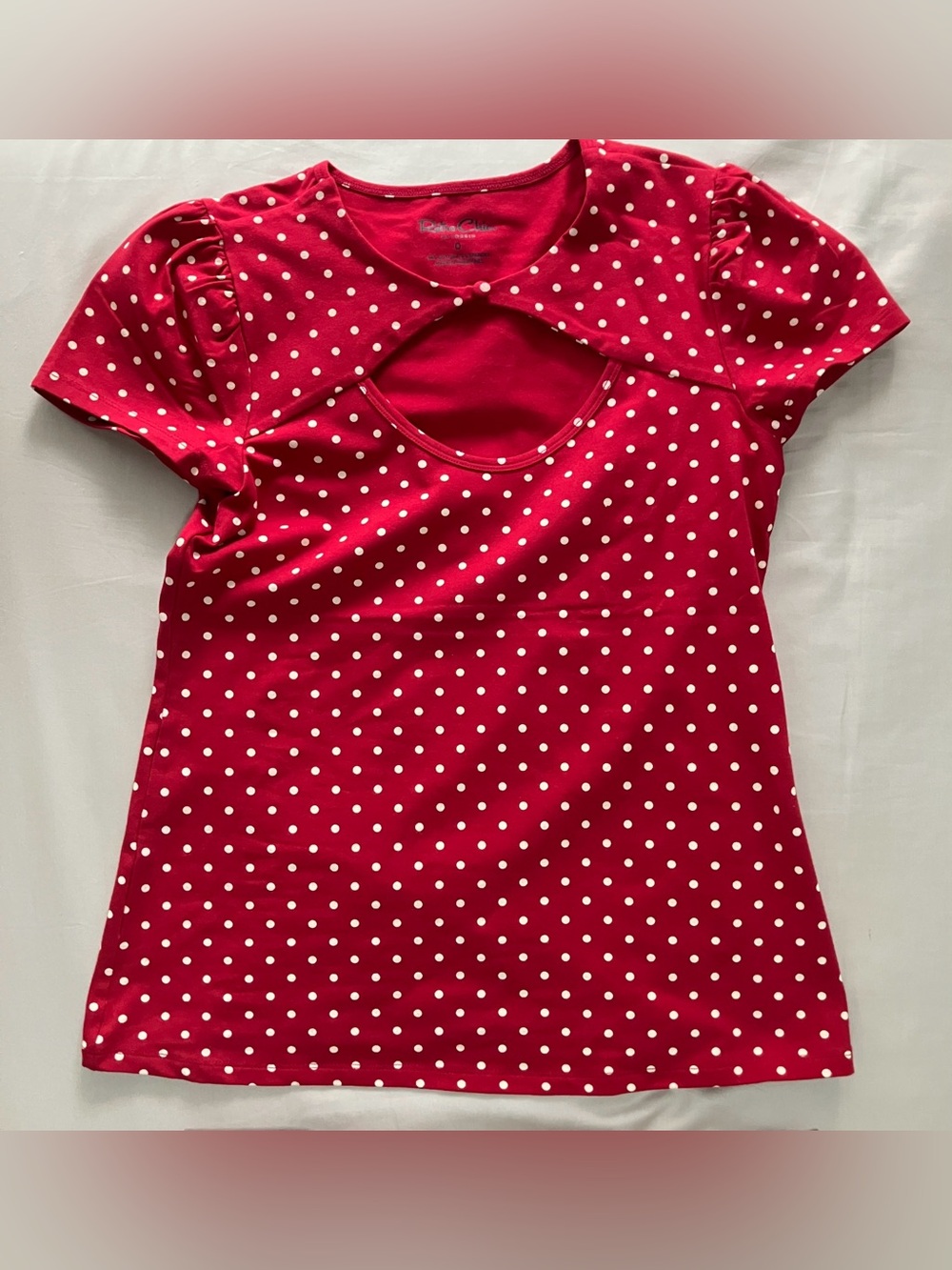 Torrid Retro Chic Button Neck Foxy Top in Commit Dot Red - Size 0/12 - NWT - Picture 6 of 16